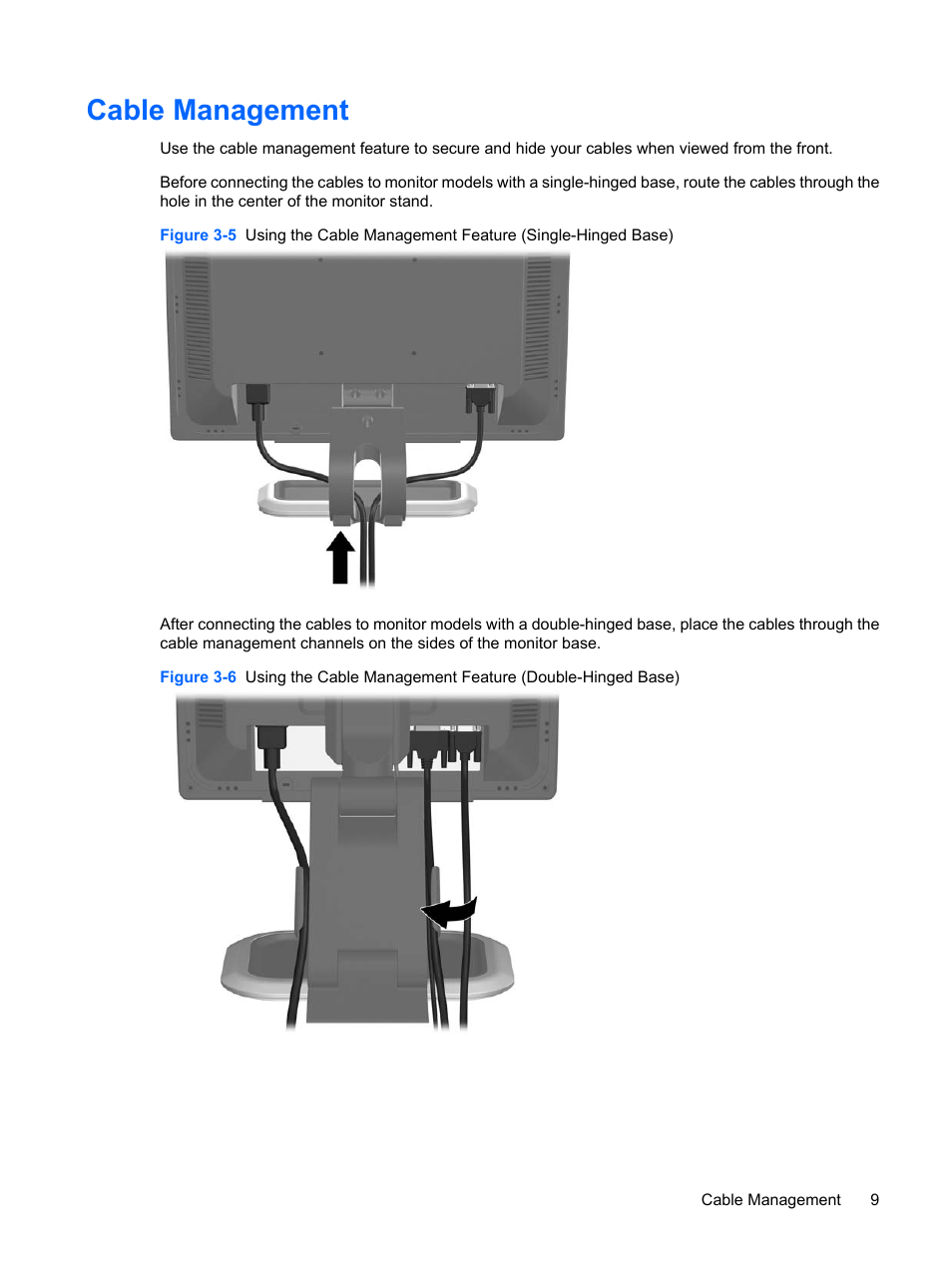 Cable management | HP L1910 19-inch LCD Monitor User Manual | Page 17 / 63