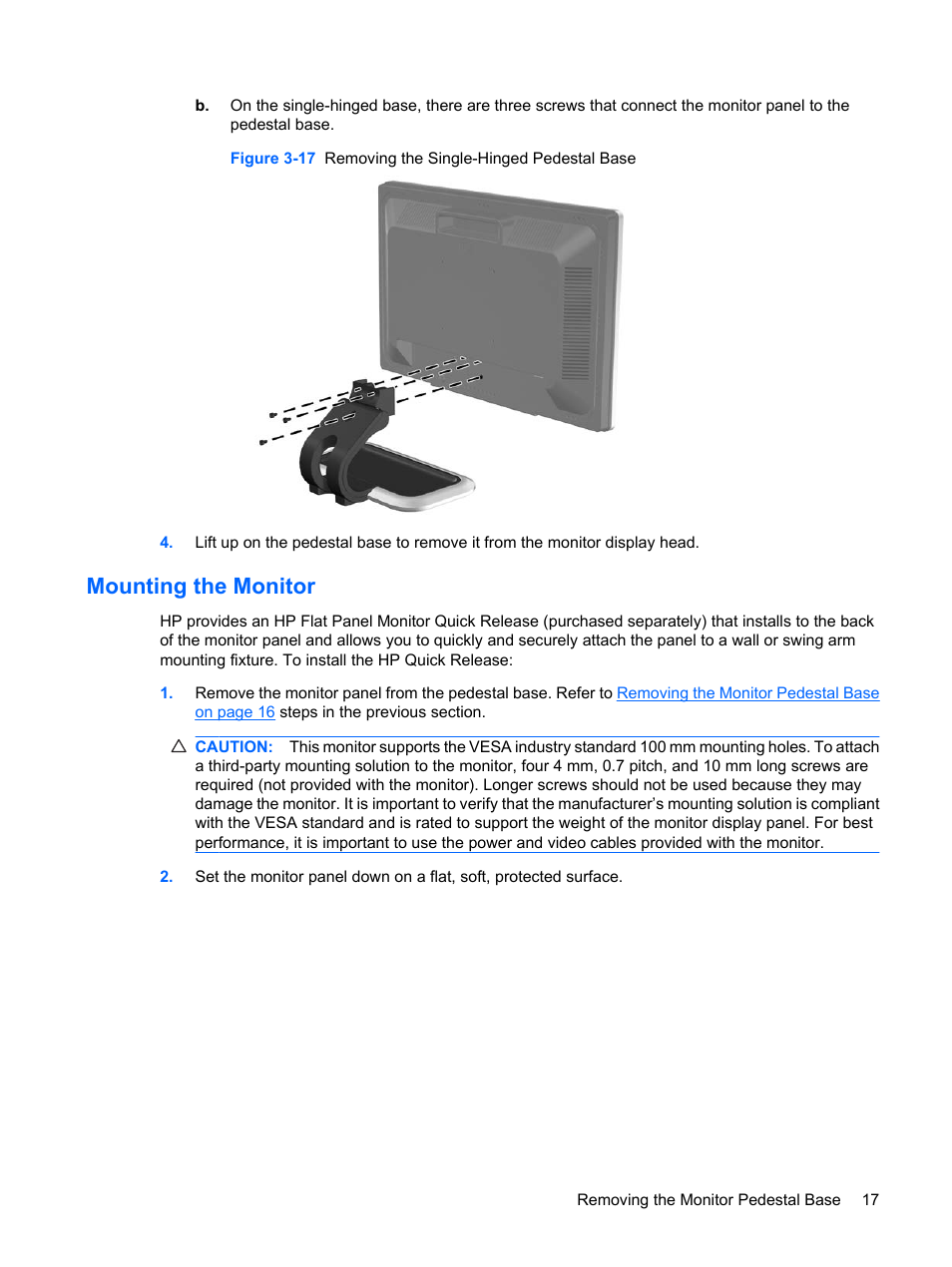 Mounting the monitor | HP L1910 19-inch LCD Monitor User Manual | Page 25 / 63