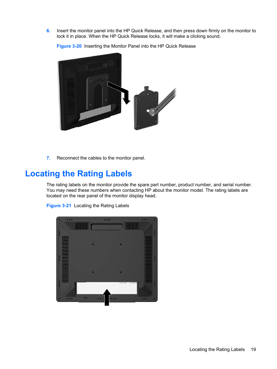 Locating the rating labels | HP L1910 19-inch LCD Monitor User Manual | Page 27 / 63