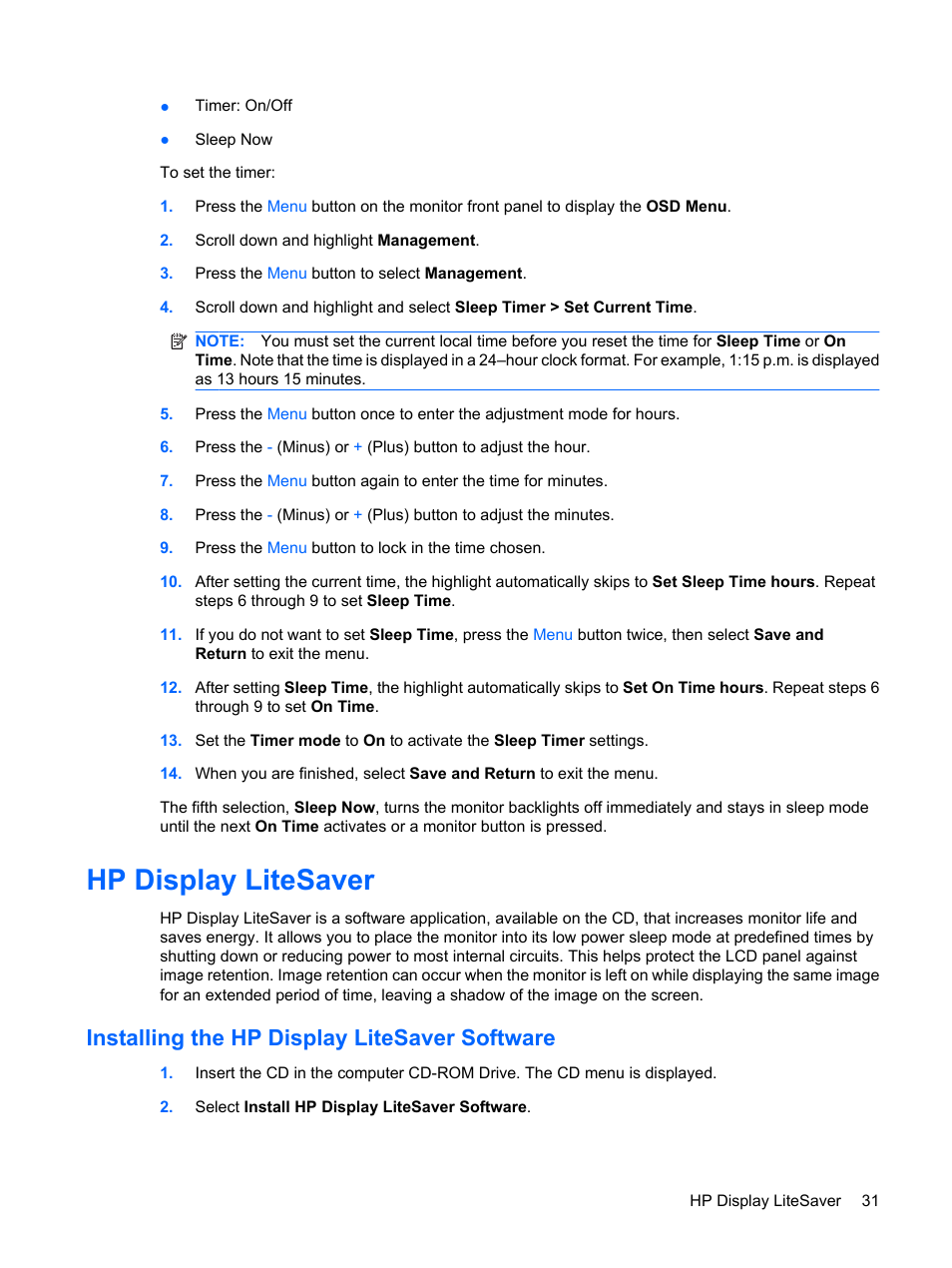 Hp display litesaver, Installing the hp display litesaver software | HP L1910 19-inch LCD Monitor User Manual | Page 39 / 63