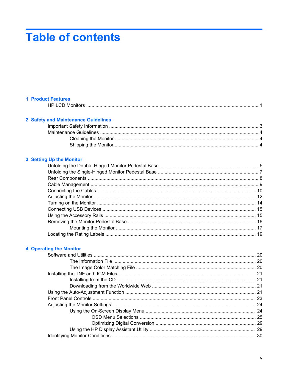 HP L1910 19-inch LCD Monitor User Manual | Page 5 / 63