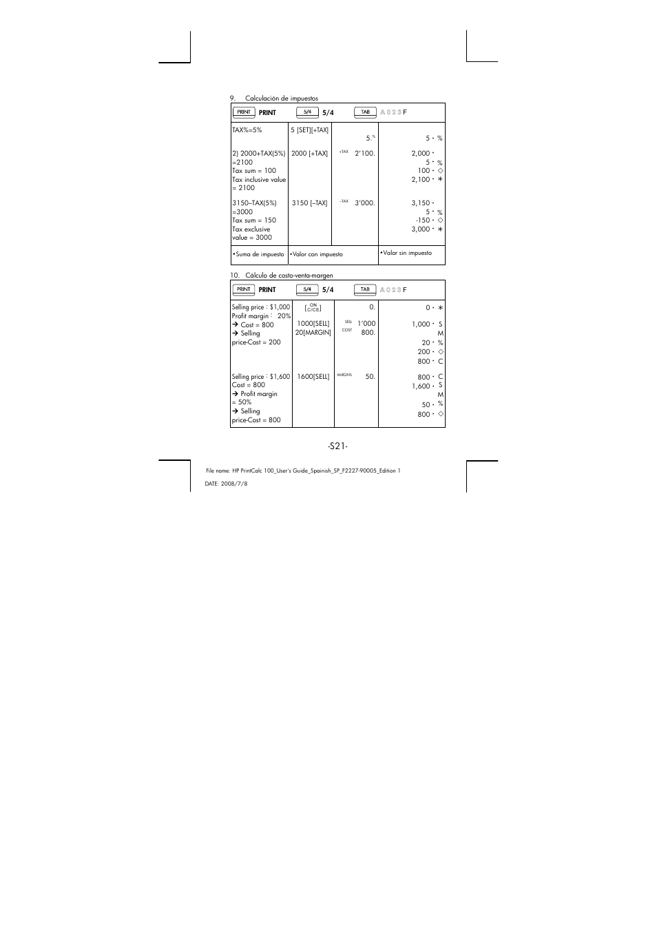 HP PrintCalc 100 User Manual | Page 22 / 33