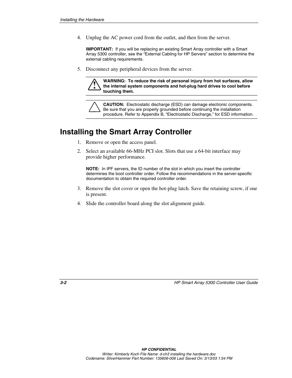 Installing the smart array controller, Installing the smart array controller -2 | HP Integrity rx4640 Server User Manual | Page 28 / 107