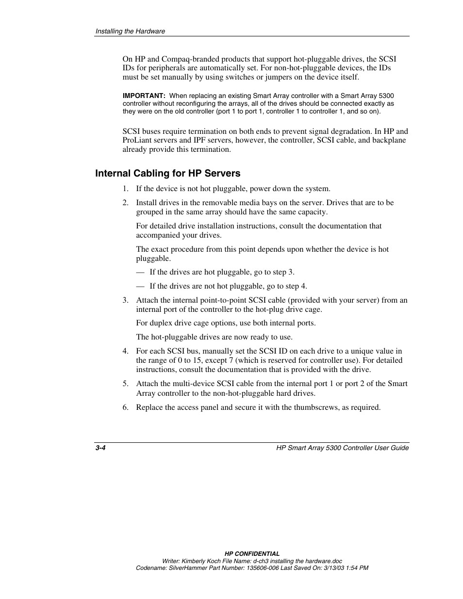 Internal cabling for hp servers, Internal cabling for hp servers -4 | HP Integrity rx4640 Server User Manual | Page 30 / 107