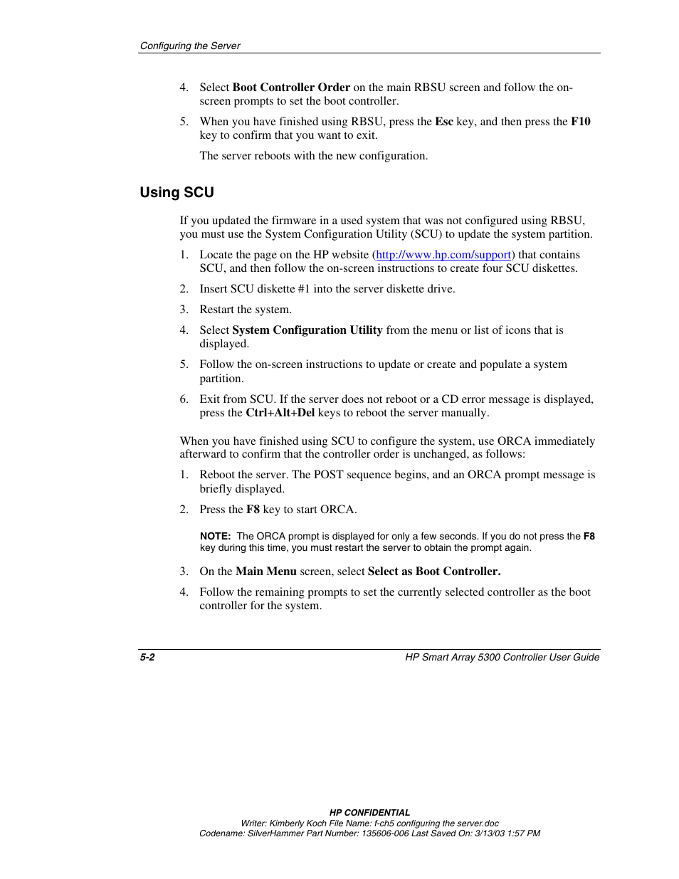 Using scu, Using scu -2 | HP Integrity rx4640 Server User Manual | Page 39 / 107