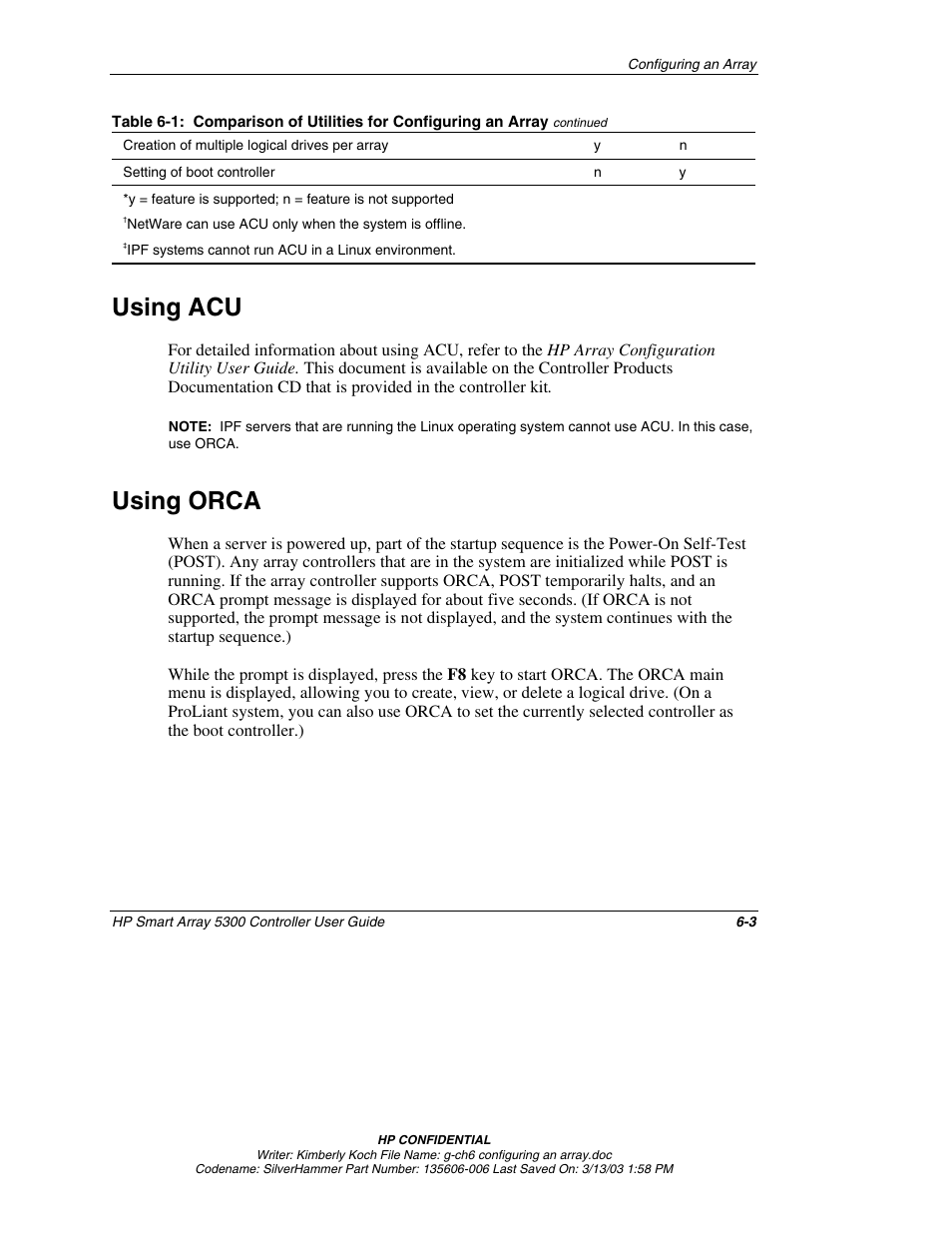 Using acu, Using orca, Using acu -3 | Using orca -3 | HP Integrity rx4640 Server User Manual | Page 43 / 107