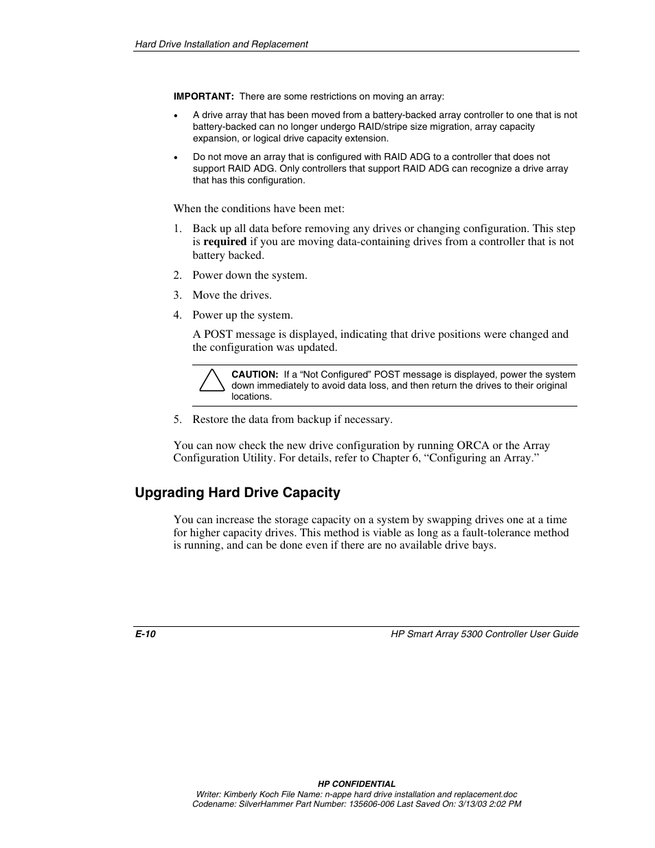 Upgrading hard drive capacity | HP Integrity rx4640 Server User Manual | Page 95 / 107