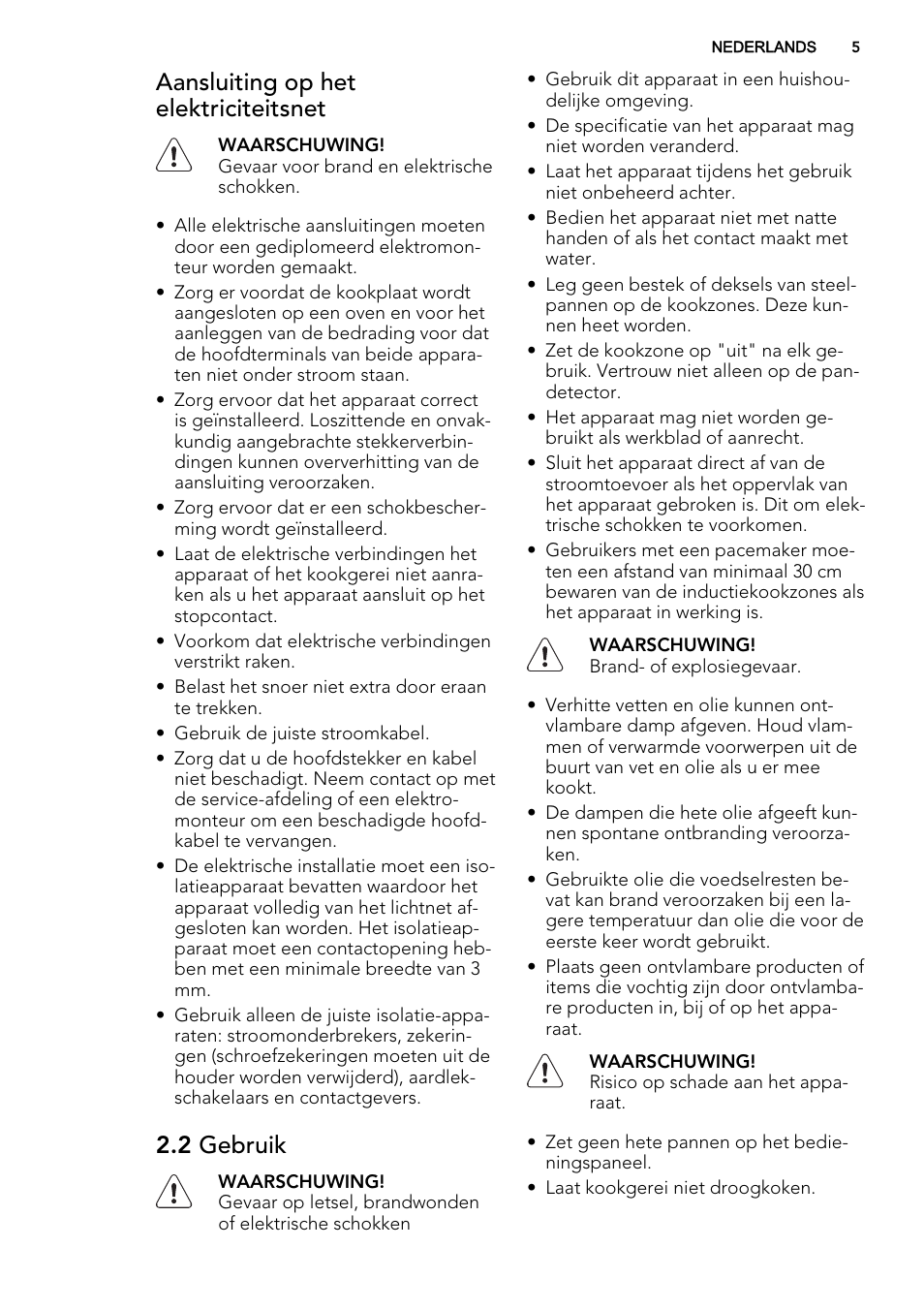 Aansluiting op het elektriciteitsnet, 2 gebruik | AEG HE634400XB User Manual | Page 5 / 68