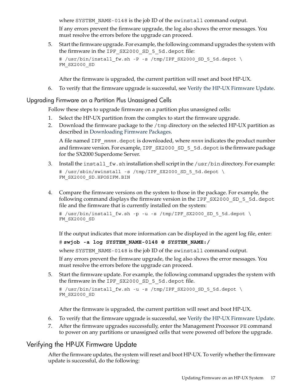 Verifying the hp-ux firmware update, Verify the hp-ux firmware update | HP Integrity rx4640 Server User Manual | Page 17 / 36