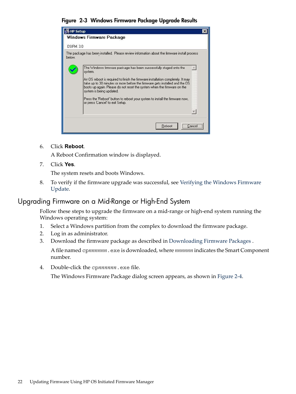 Windows firmware package upgrade results, Figure 2-3 | HP Integrity rx4640 Server User Manual | Page 22 / 36