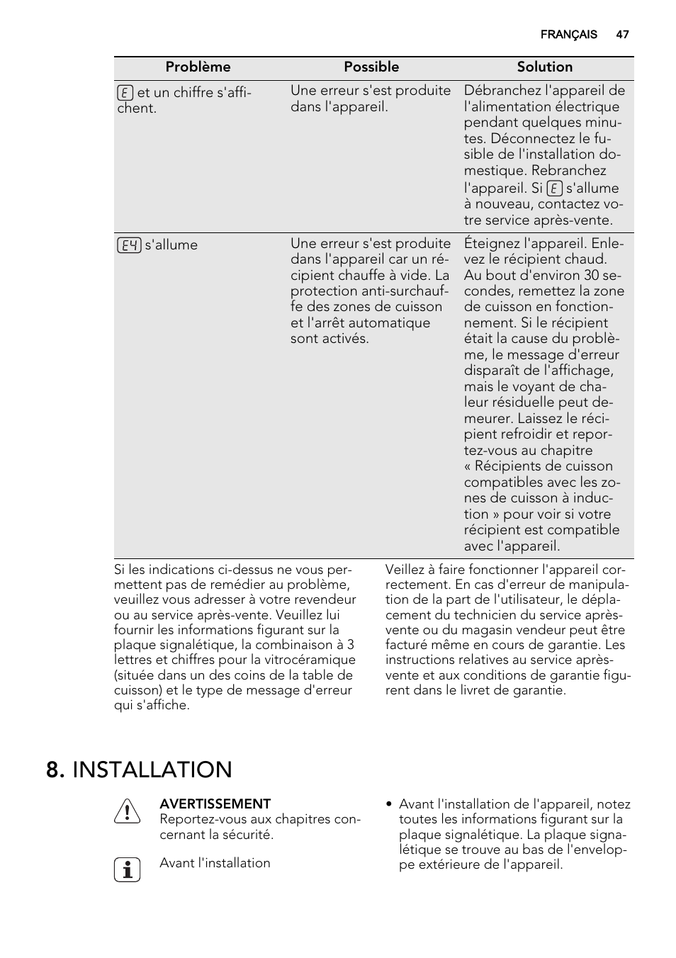 Installation | AEG HE634200XB User Manual | Page 47 / 68