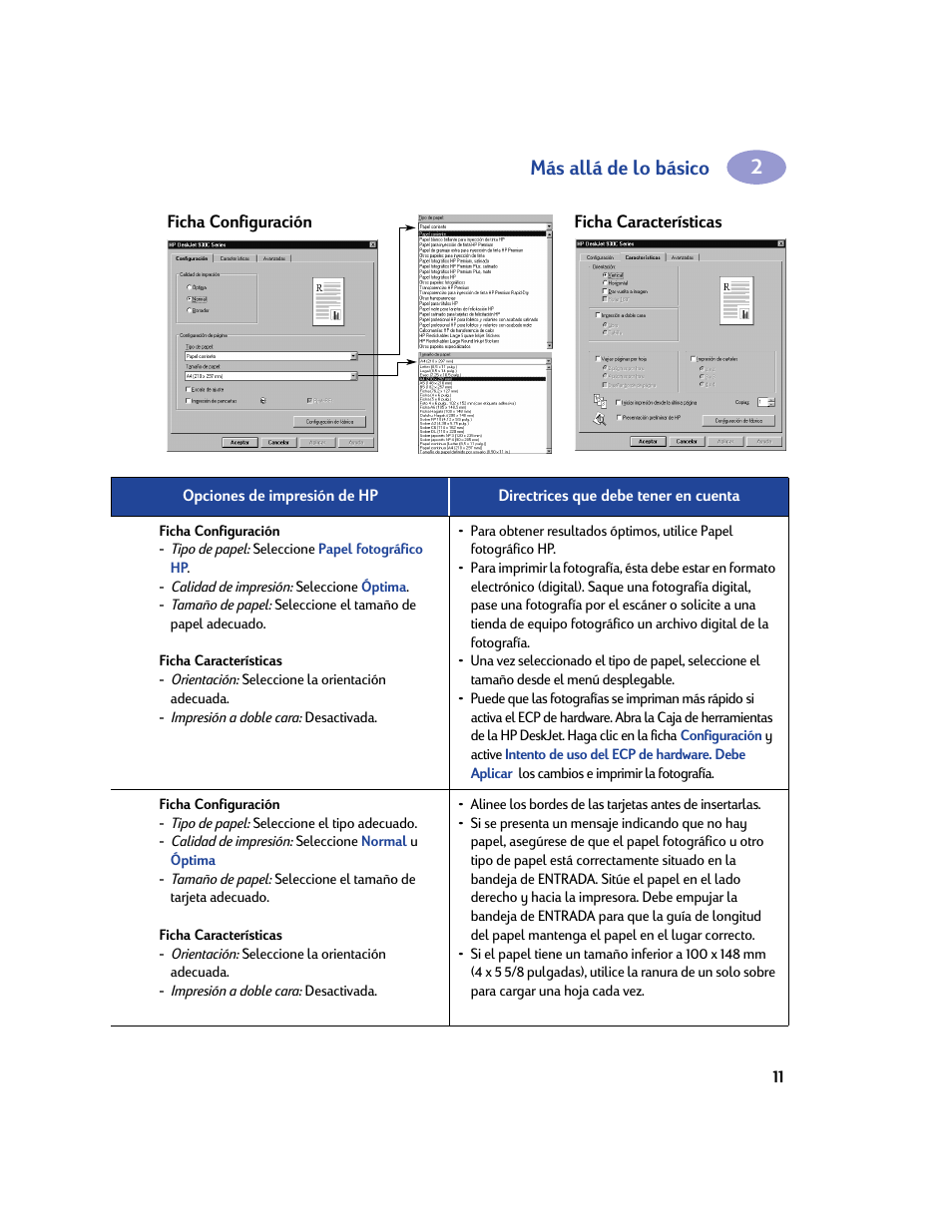 Más allá de lo básico | HP Impresora HP Deskjet 932c User Manual | Page 17 / 75