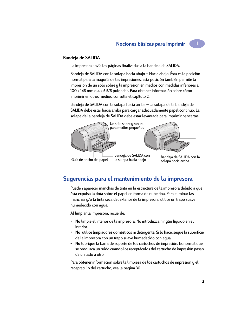 Bandeja de salida, Sugerencias para el mantenimiento de la impresora | HP Impresora HP Deskjet 932c User Manual | Page 9 / 75