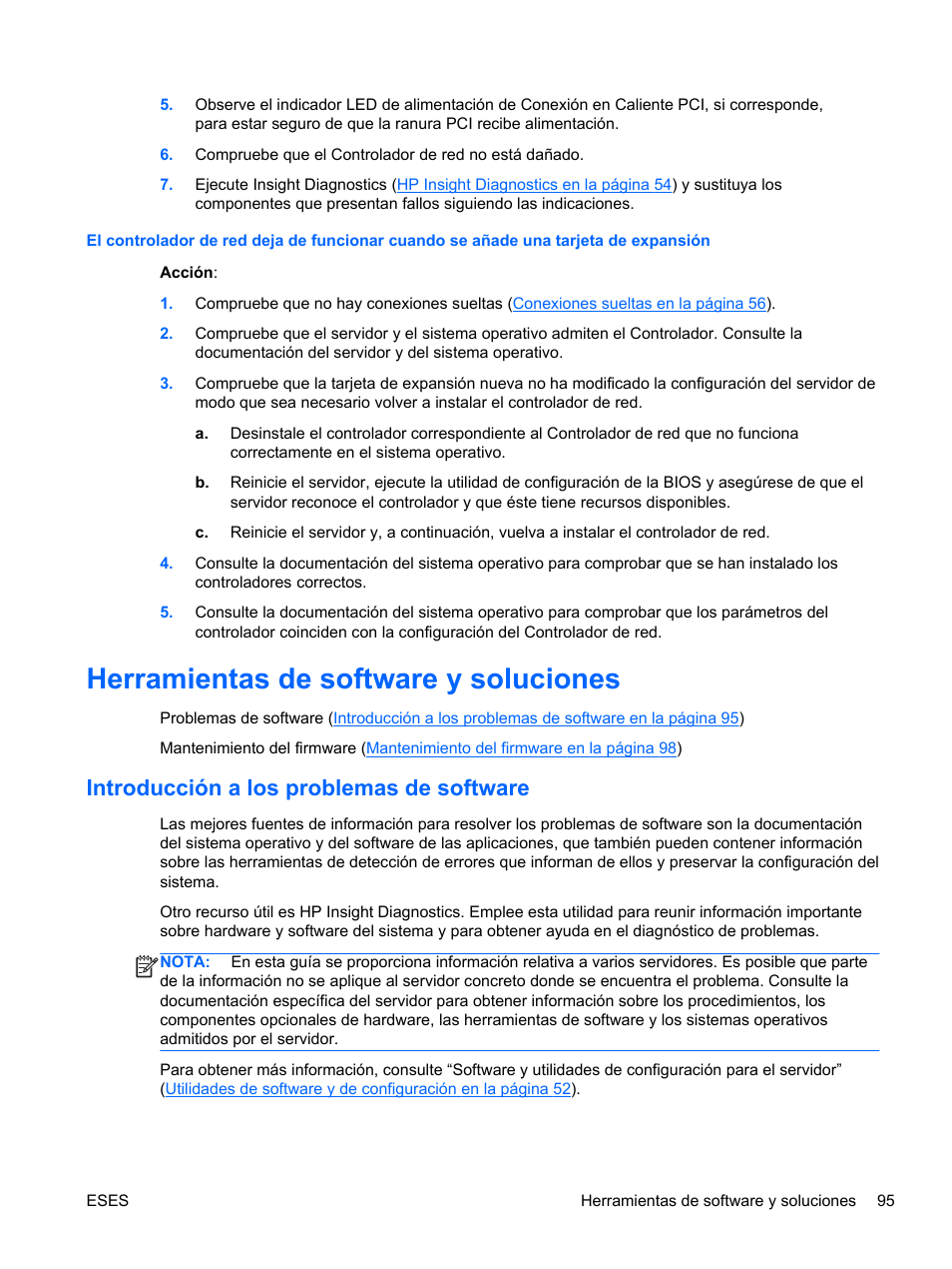 Herramientas de software y soluciones, Introducción a los problemas de software | HP Servidor HP ProLiant DL120 G6 User Manual | Page 104 / 133