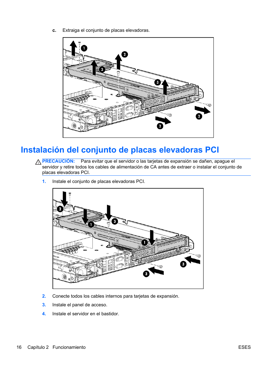 Instalación del conjunto de placas elevadoras pci | HP Servidor HP ProLiant DL120 G6 User Manual | Page 25 / 133