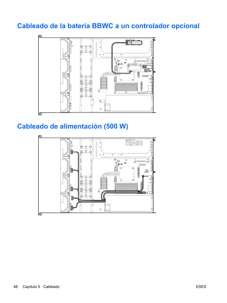 Cableado de alimentación (500 w) | HP Servidor HP ProLiant DL120 G6 User Manual | Page 57 / 133