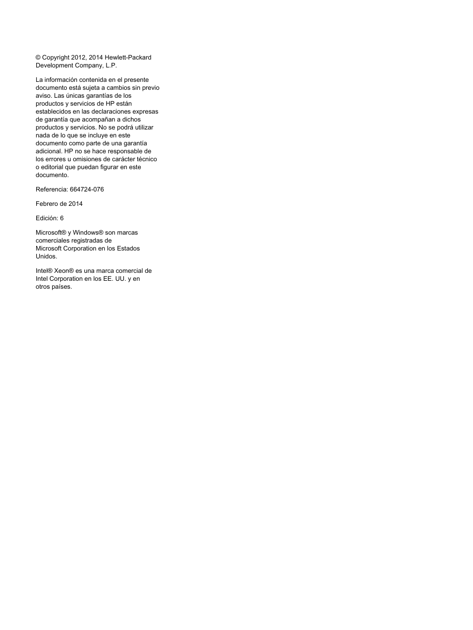 Aviso | HP Servidor HP ProLiant DL360p Gen8 User Manual | Page 2 / 129