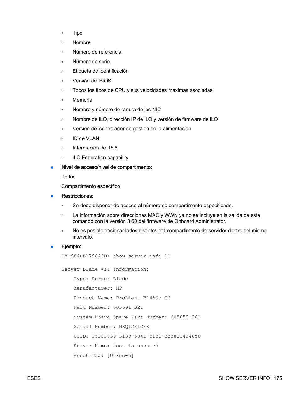 HP Onboard Administrator User Manual | Page 188 / 266