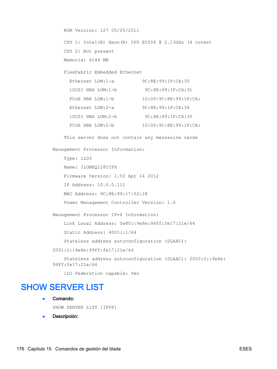 Show server list | HP Onboard Administrator User Manual | Page 189 / 266