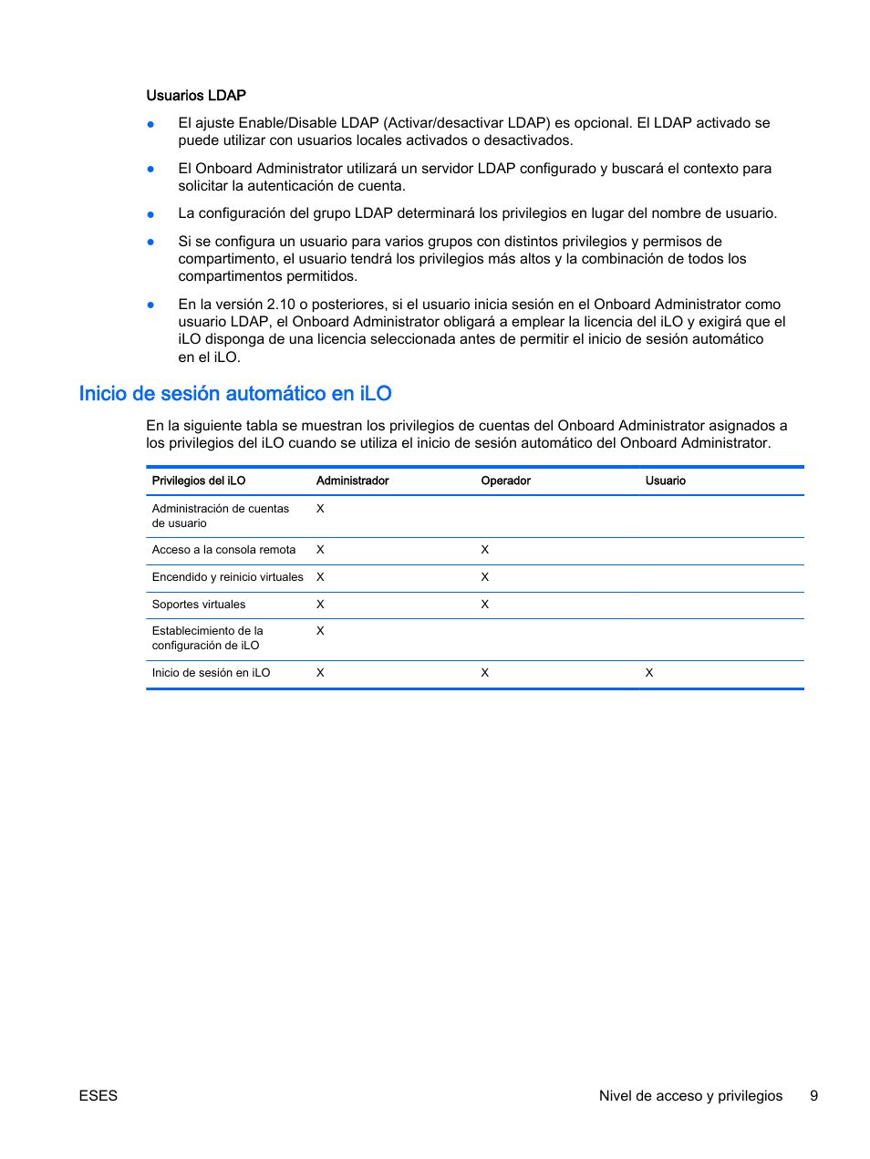 Inicio de sesión automático en ilo | HP Onboard Administrator User Manual | Page 22 / 266