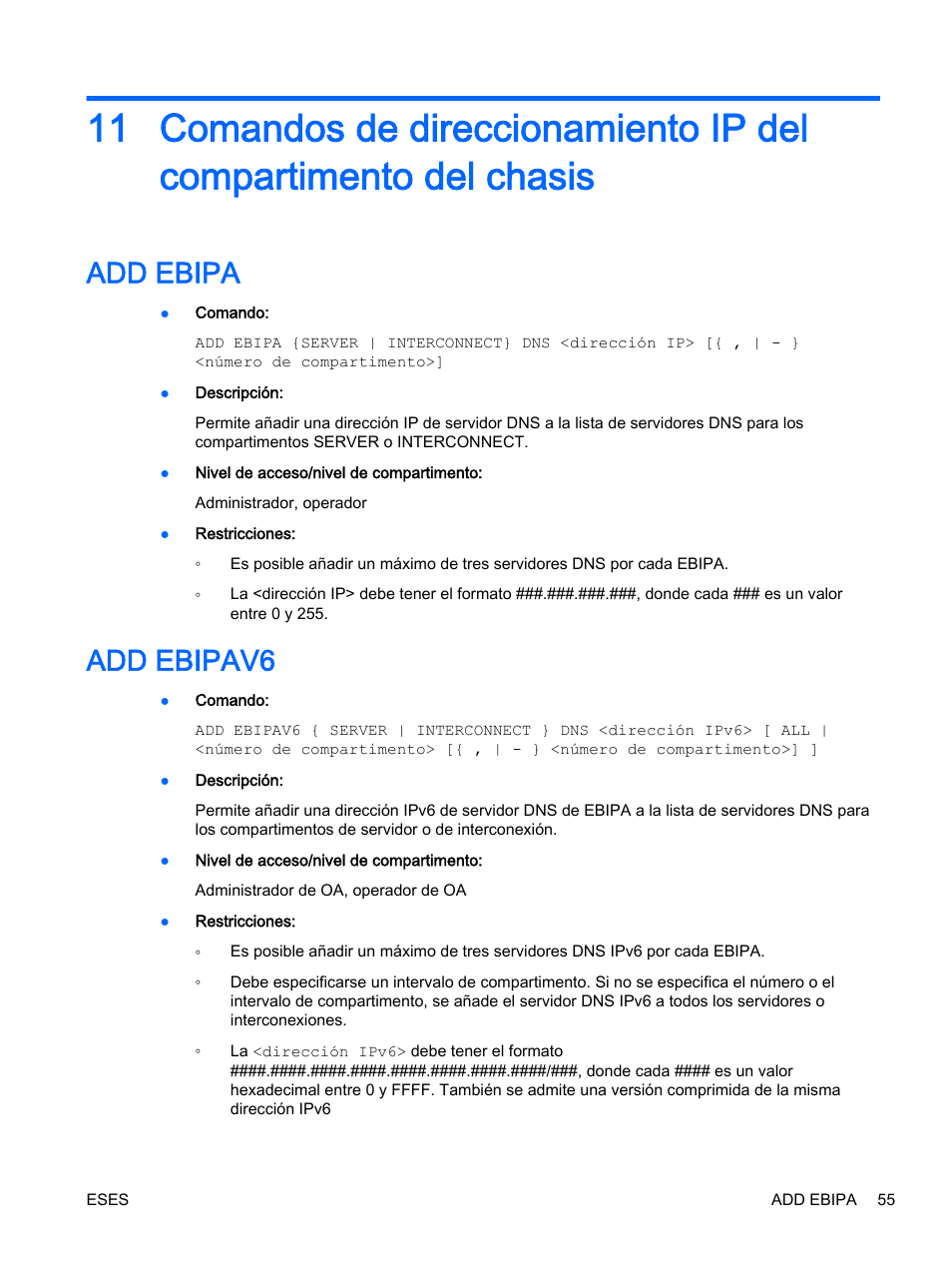 Add ebipa, Add ebipav6 | HP Onboard Administrator User Manual | Page 68 / 266