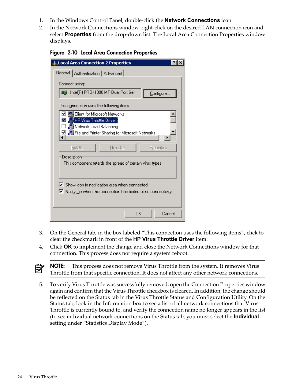 Local area connection properties | HP Integrity rx4640 Server User Manual | Page 24 / 53