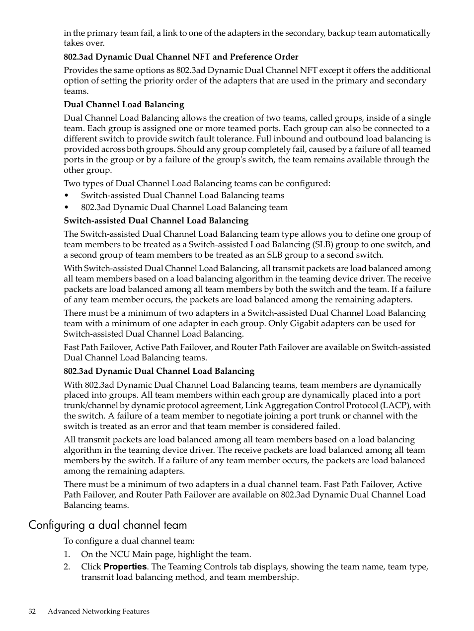 Configuring a dual channel team | HP Integrity rx4640 Server User Manual | Page 32 / 53
