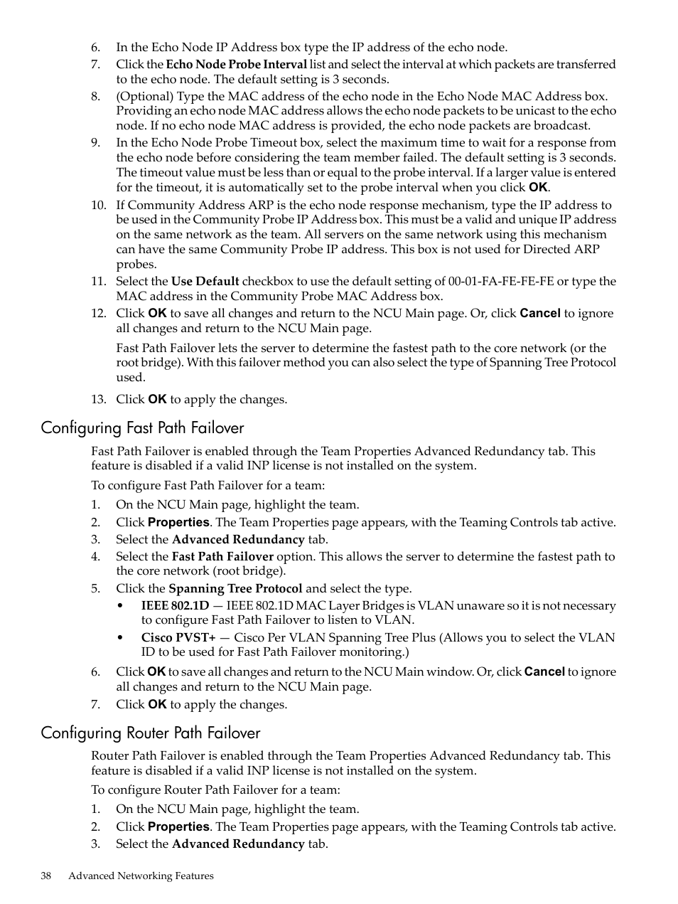 Configuring fast path failover, Configuring router path failover | HP Integrity rx4640 Server User Manual | Page 38 / 53