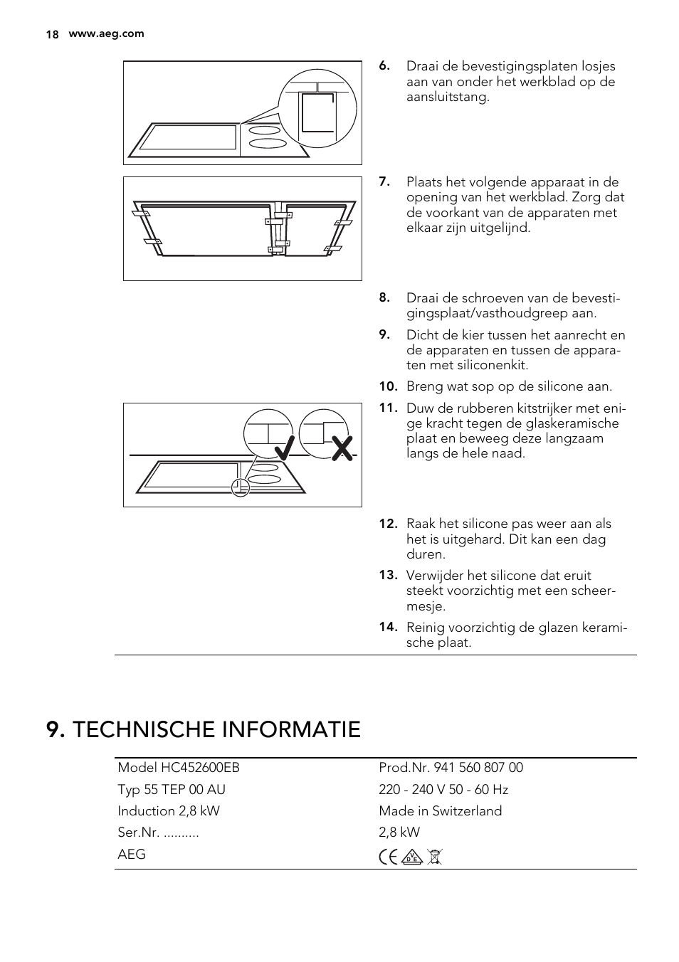 Technische informatie | AEG HC452600EB User Manual | Page 18 / 76