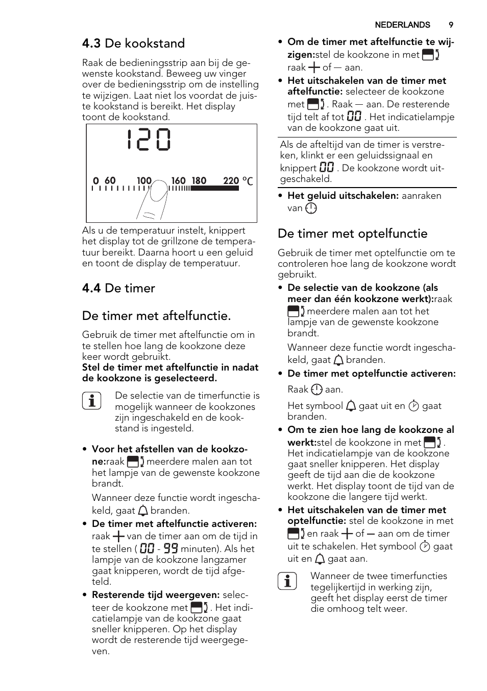 3 de kookstand, 4 de timer de timer met aftelfunctie, De timer met optelfunctie | AEG HC452600EB User Manual | Page 9 / 76