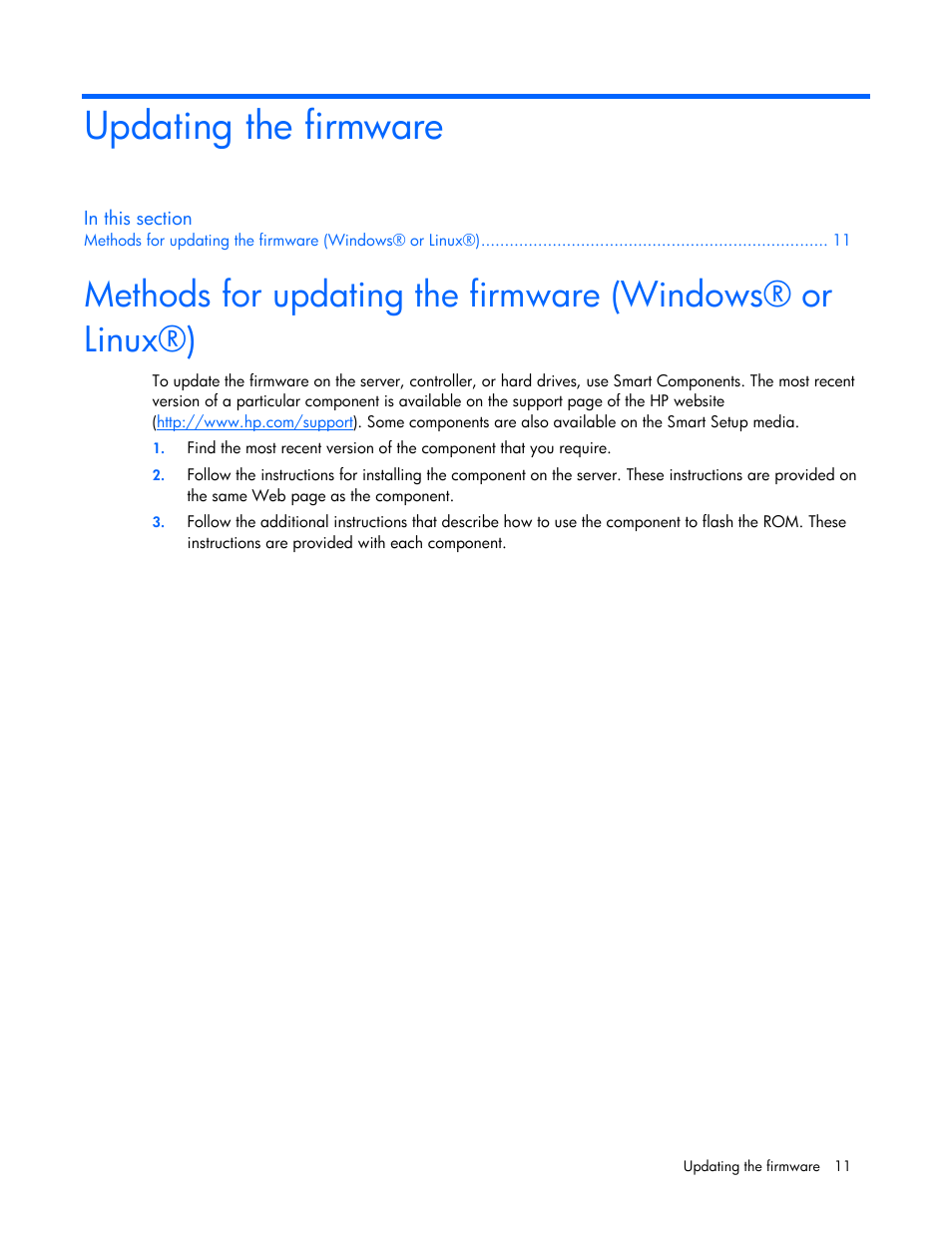 Updating the firmware, Ntroller firmware | HP Integrity rx4640 Server User Manual | Page 11 / 33