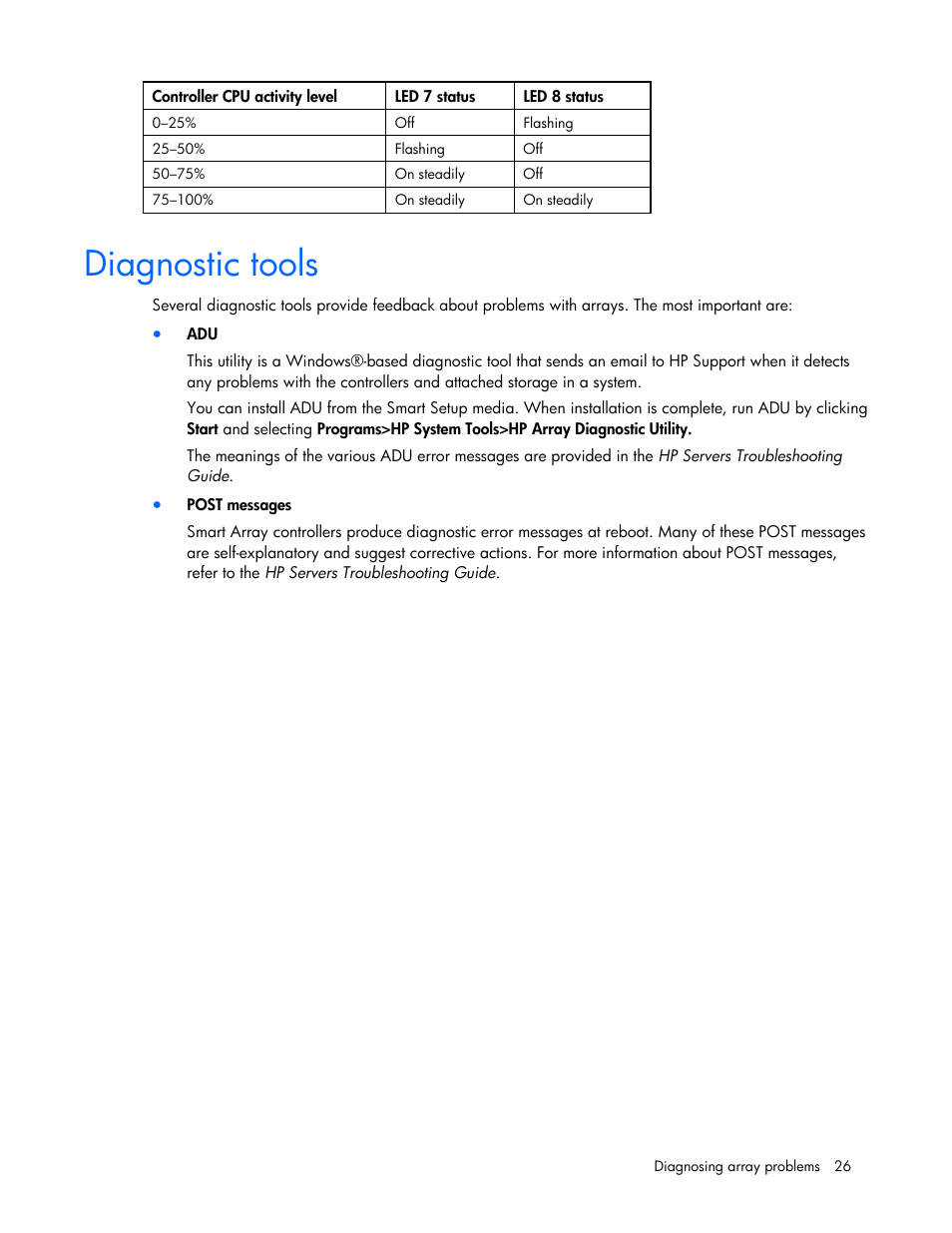 Diagnostic tools | HP Integrity rx4640 Server User Manual | Page 26 / 33