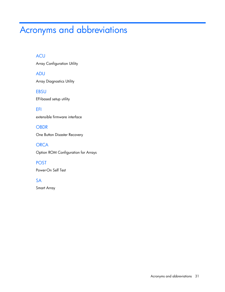 Acronyms and abbreviations, Federal communications commission notice, Modifications | Cables | HP Integrity rx4640 Server User Manual | Page 31 / 33