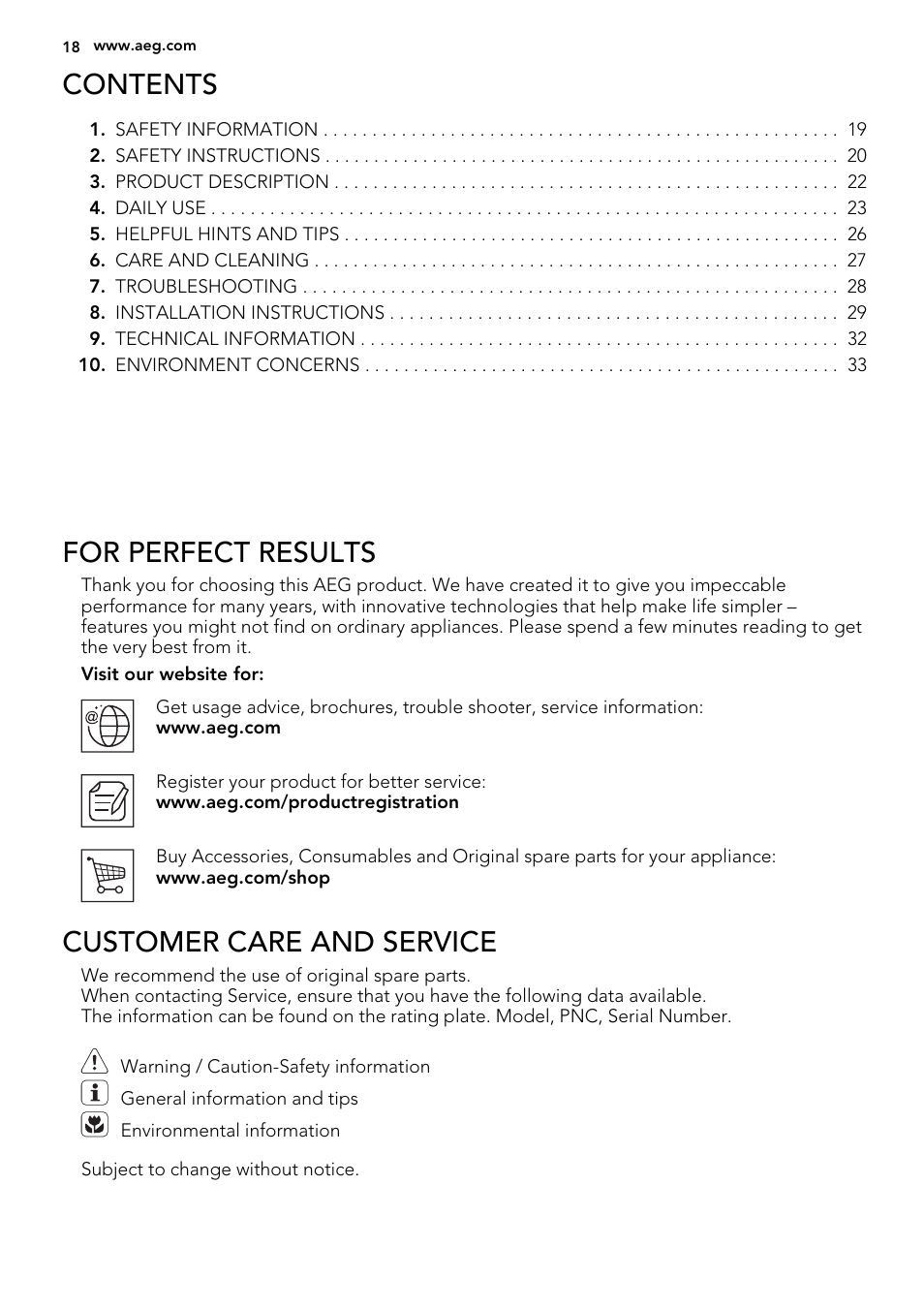 AEG HC452020EB User Manual | Page 18 / 68