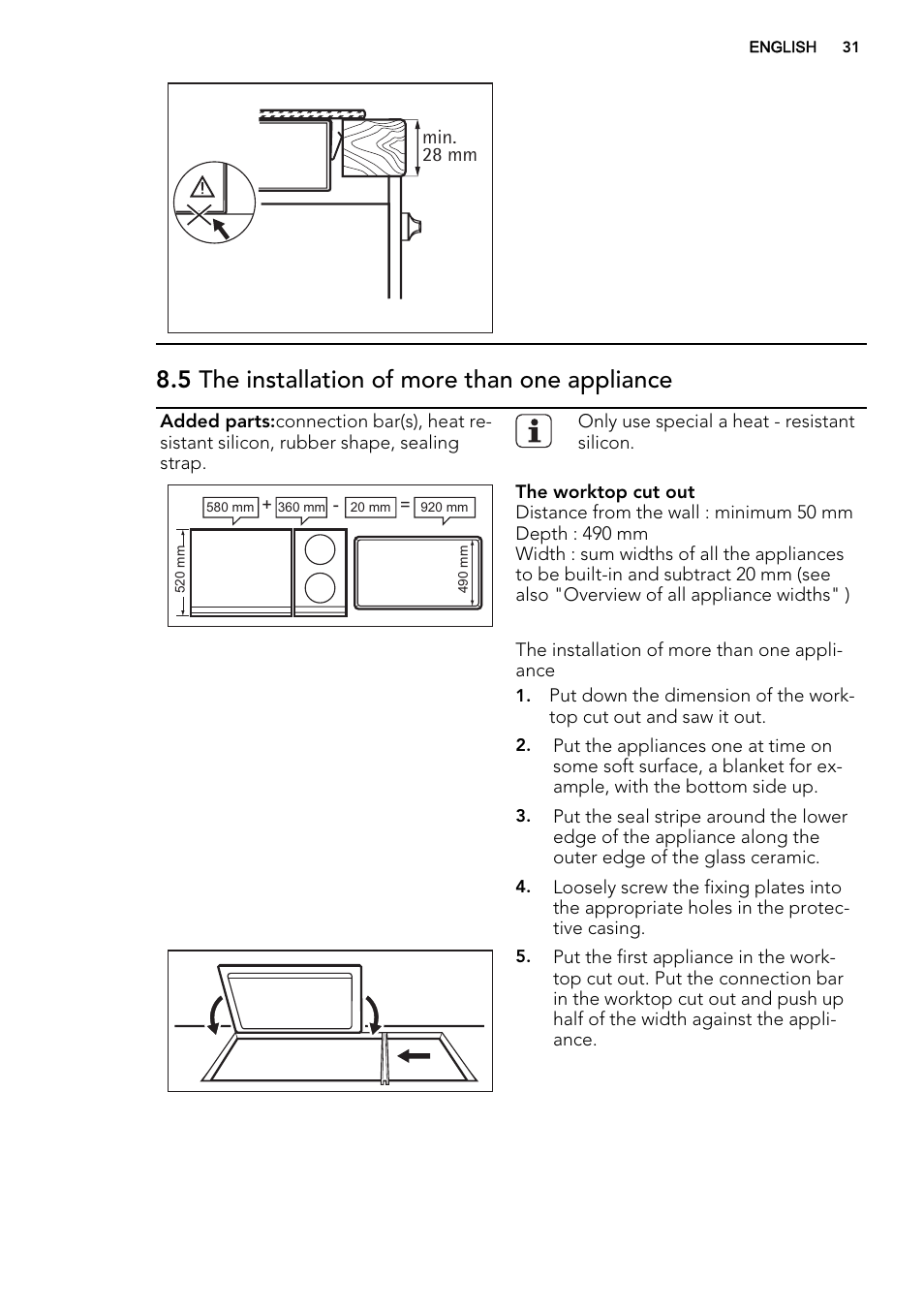 5 the installation of more than one appliance | AEG HC452020EB User Manual | Page 31 / 68