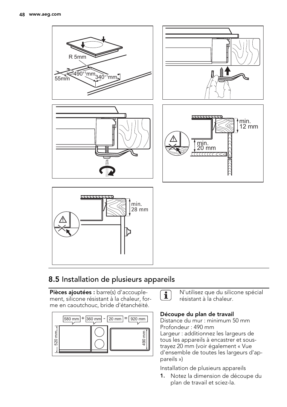 5 installation de plusieurs appareils | AEG HC452020EB User Manual | Page 48 / 68