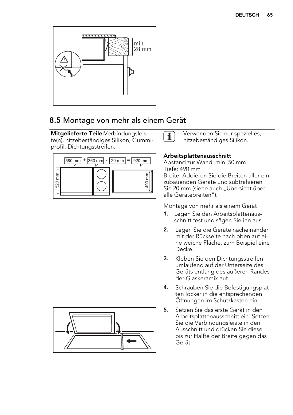 5 montage von mehr als einem gerät | AEG HC452020EB User Manual | Page 65 / 68