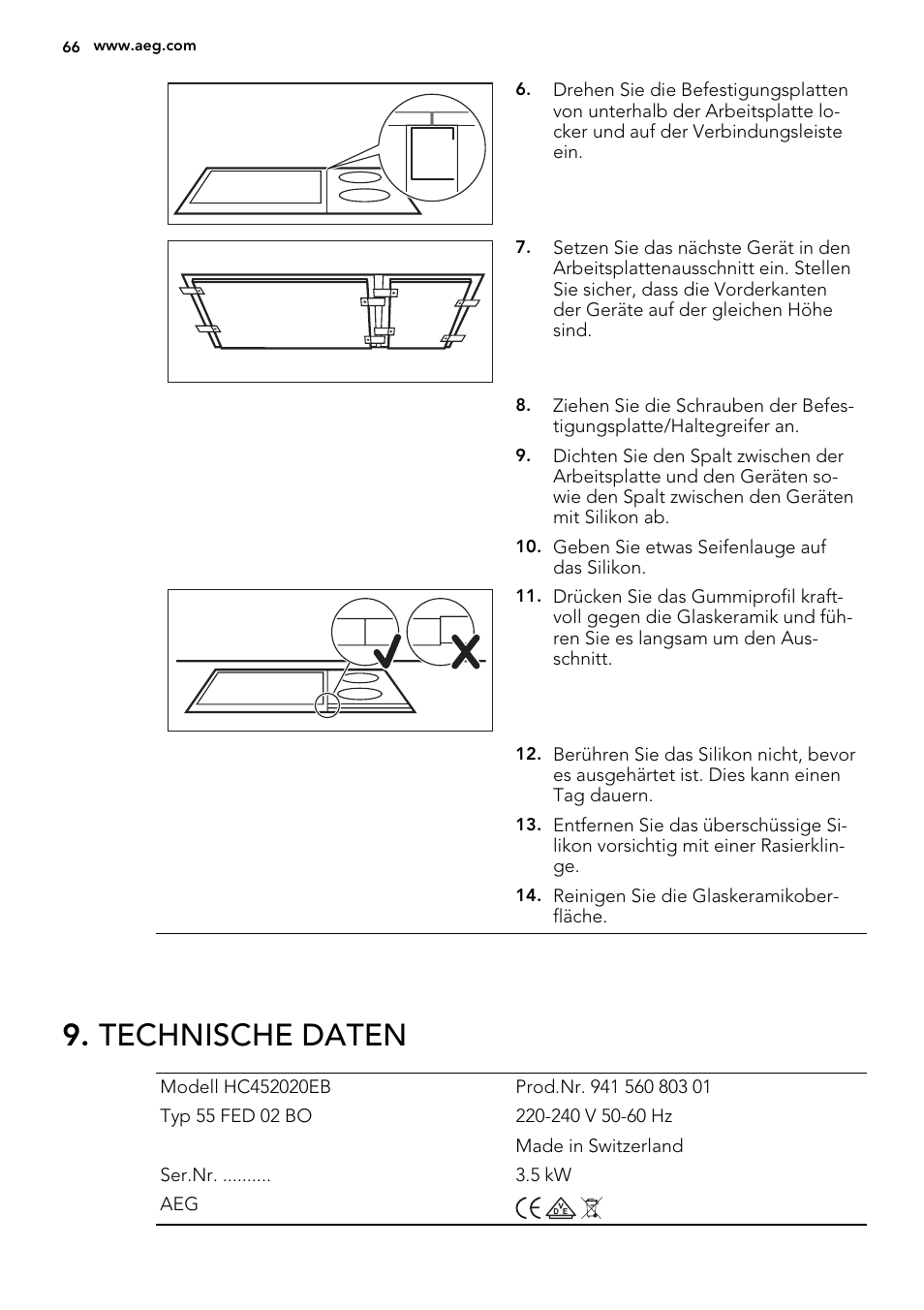 Technische daten | AEG HC452020EB User Manual | Page 66 / 68