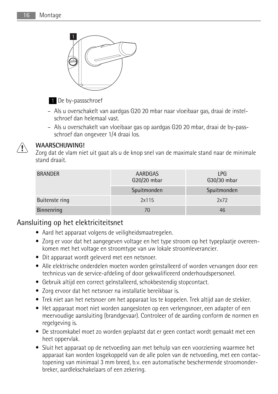 Aansluiting op het elektriciteitsnet | AEG HC411520GB User Manual | Page 16 / 80