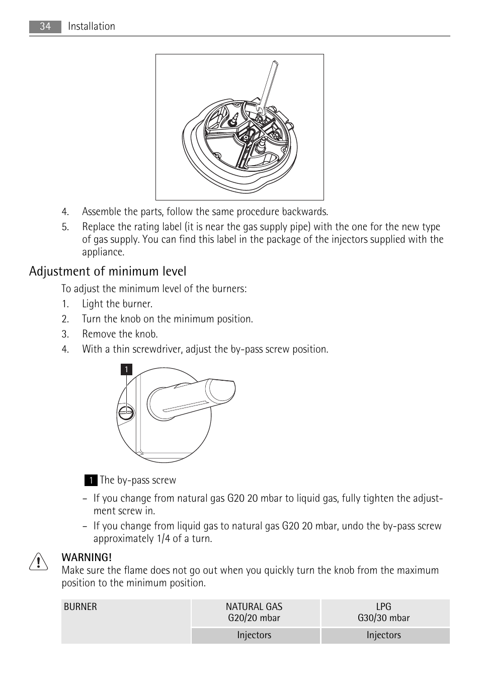 Adjustment of minimum level | AEG HC411520GB User Manual | Page 34 / 80