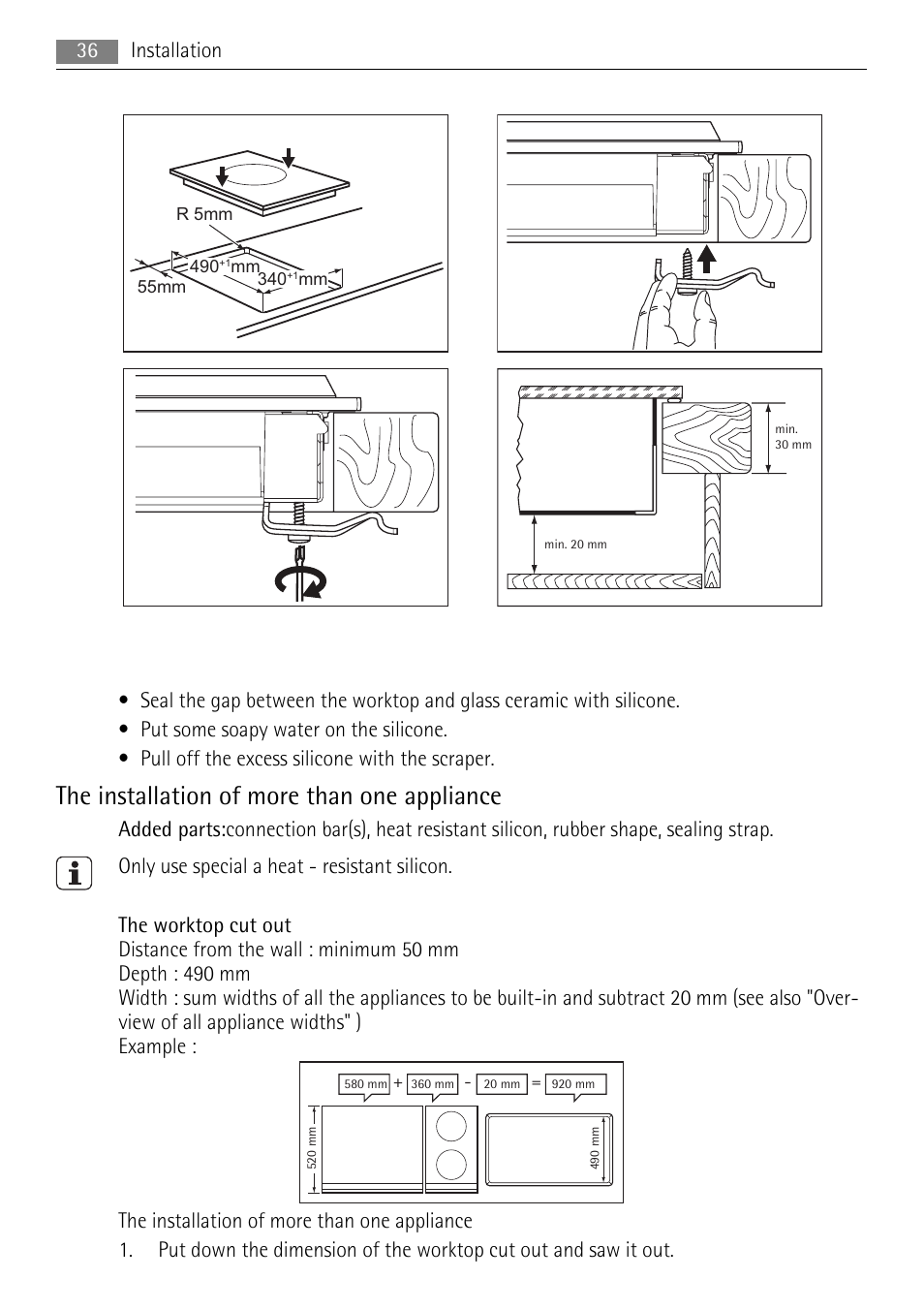 The installation of more than one appliance | AEG HC411520GB User Manual | Page 36 / 80