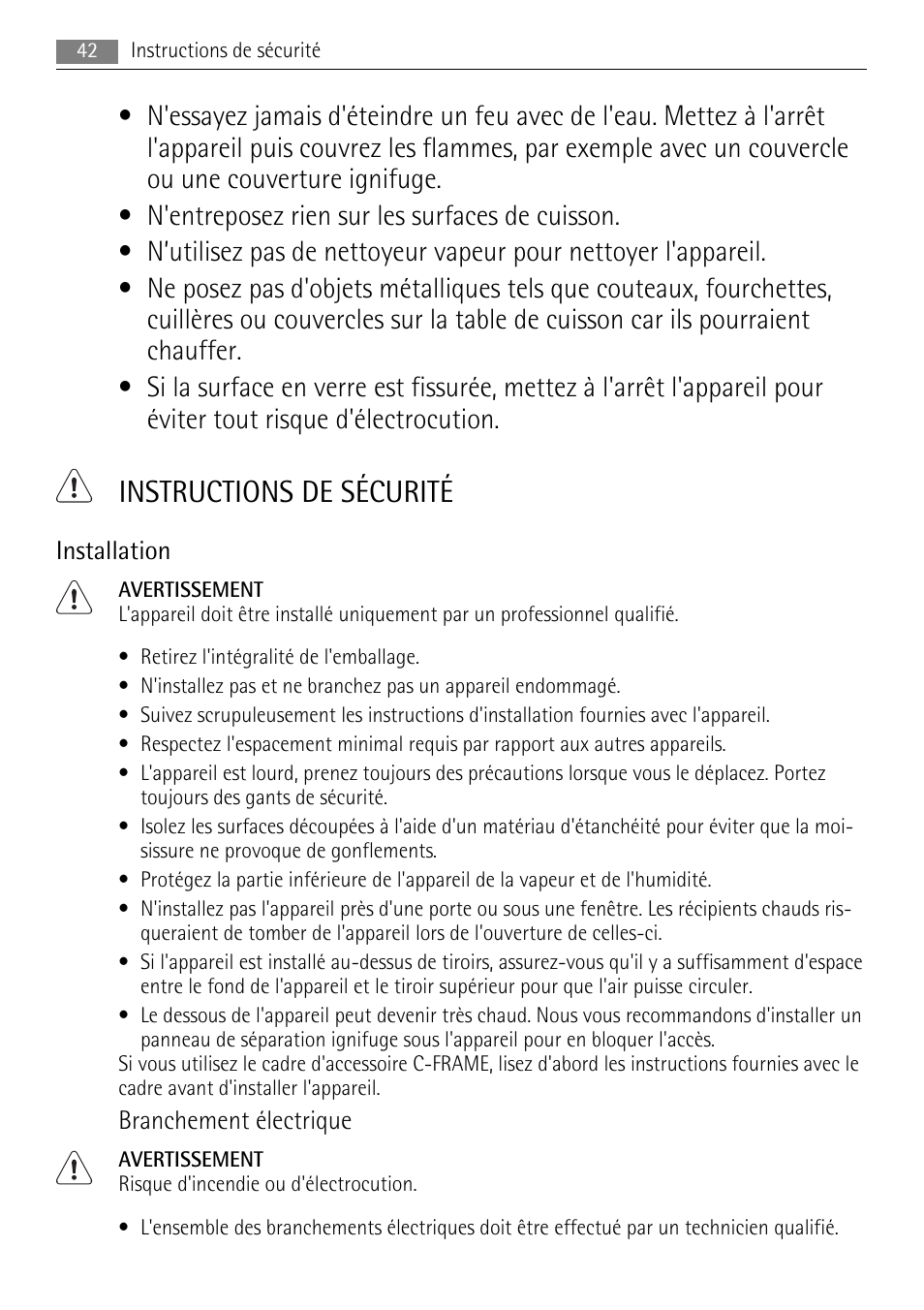 Instructions de sécurité | AEG HC411520GB User Manual | Page 42 / 80