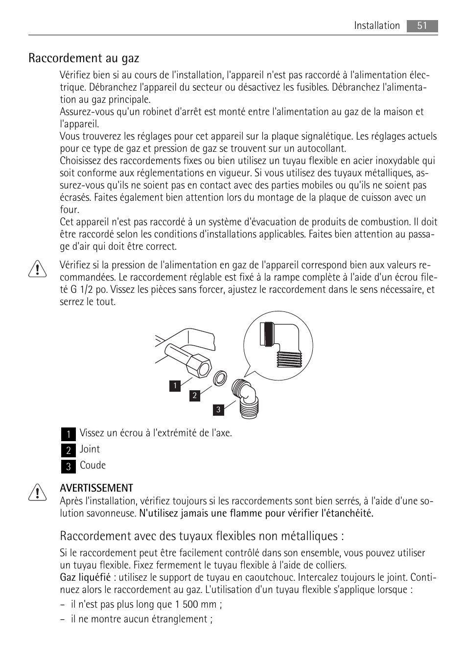 Raccordement au gaz | AEG HC411520GB User Manual | Page 51 / 80