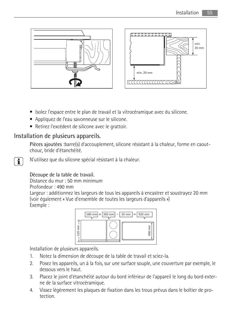 Installation de plusieurs appareils | AEG HC411520GB User Manual | Page 55 / 80