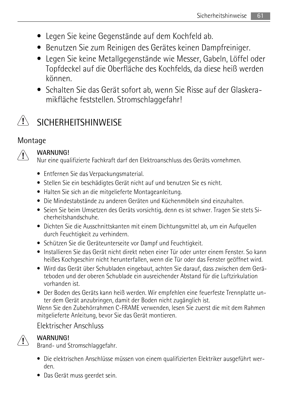 Sicherheitshinweise | AEG HC411520GB User Manual | Page 61 / 80