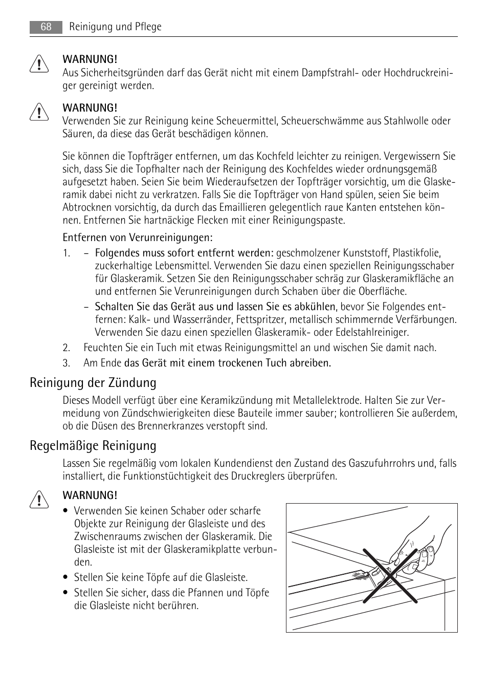 Reinigung der zündung, Regelmäßige reinigung | AEG HC411520GB User Manual | Page 68 / 80