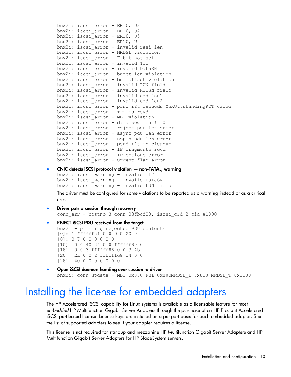 Installing the license for embedded adapters | HP NC532m Dual Port 10GbE Multifunction BL-c Adapter User Manual | Page 10 / 20