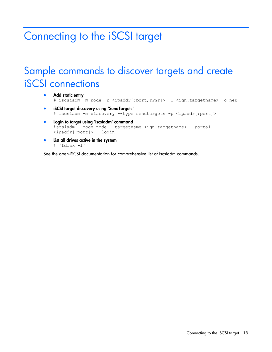 Connecting to the iscsi target | HP NC532m Dual Port 10GbE Multifunction BL-c Adapter User Manual | Page 18 / 20