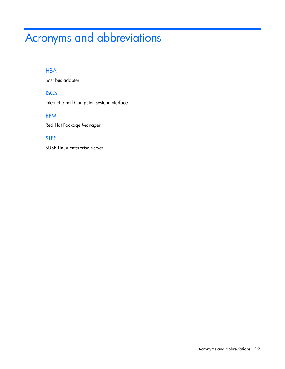 Acronyms and abbreviations | HP NC532m Dual Port 10GbE Multifunction BL-c Adapter User Manual | Page 19 / 20