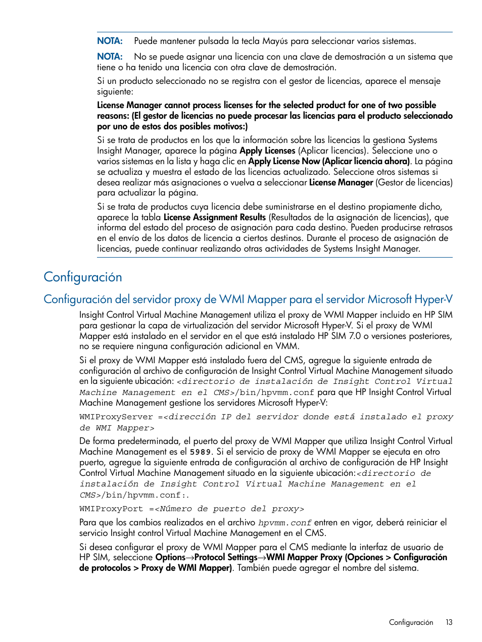 Configuración | HP Software HP Insight Control para Linux User Manual | Page 13 / 64